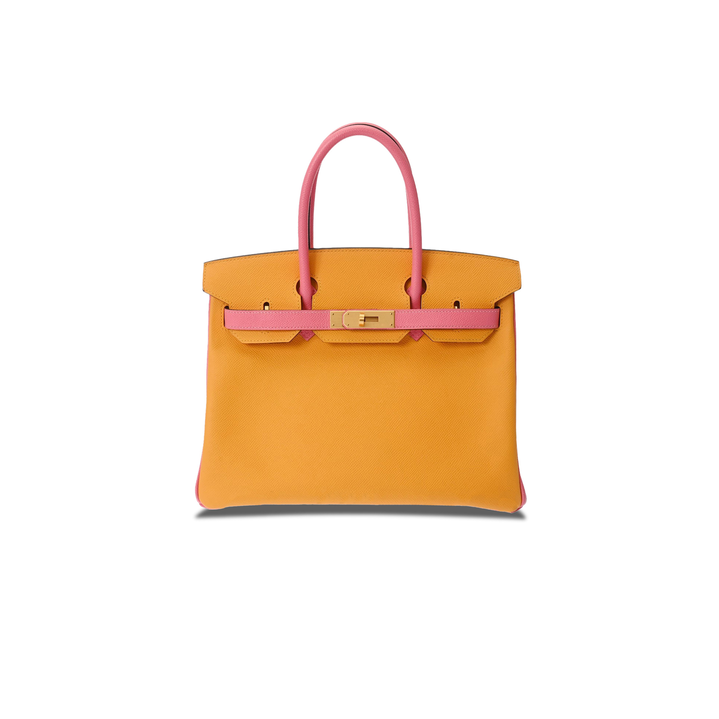 H**mes master birkin 25 epsom amber lipstick powder gold buckle bag h028369ck76 (25*18*13cm)